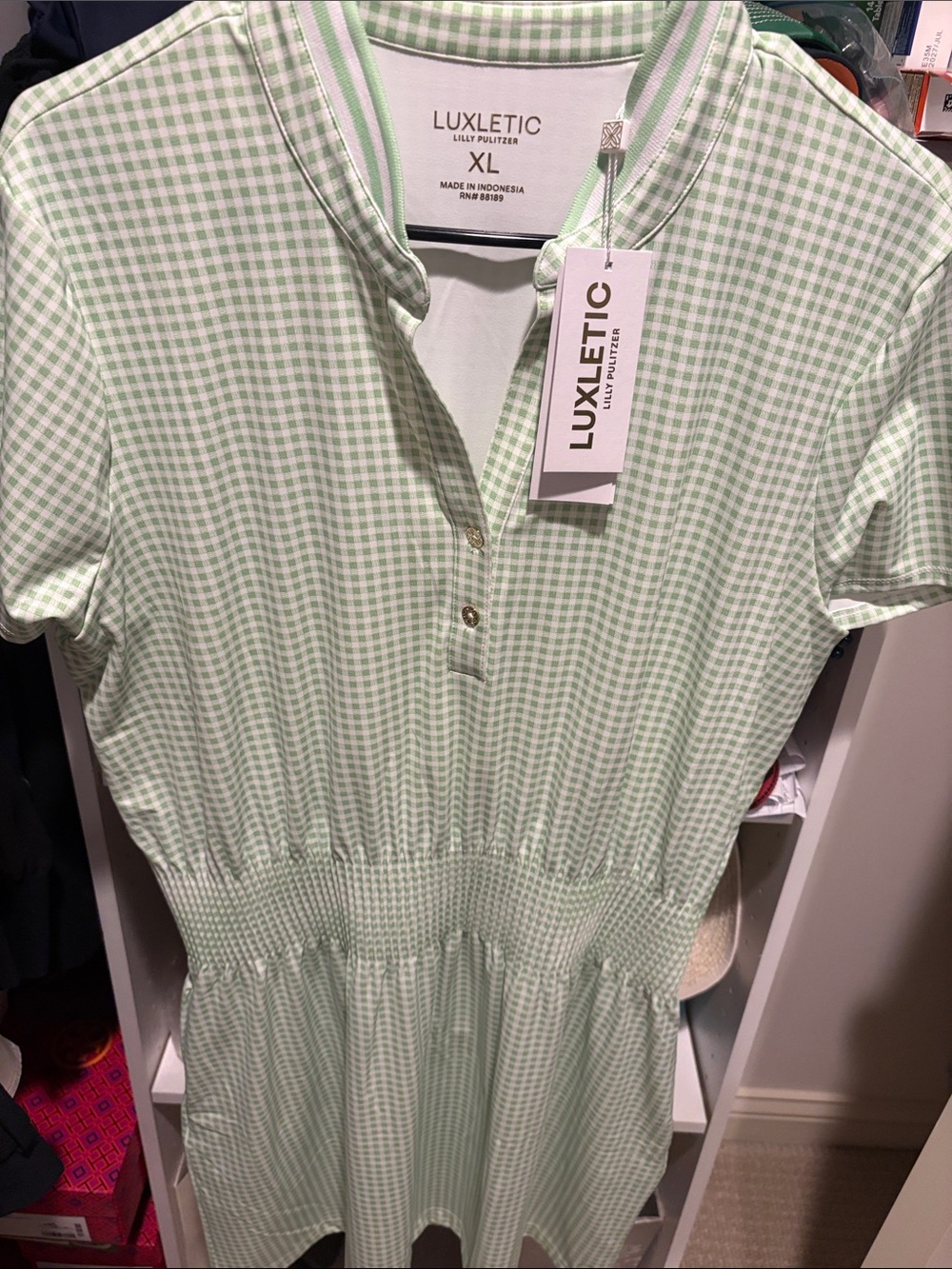NWT Lilly Pulitzer light Green Mini Gingham Smocked Dress-Meryl fabric - Picture 2 of 7